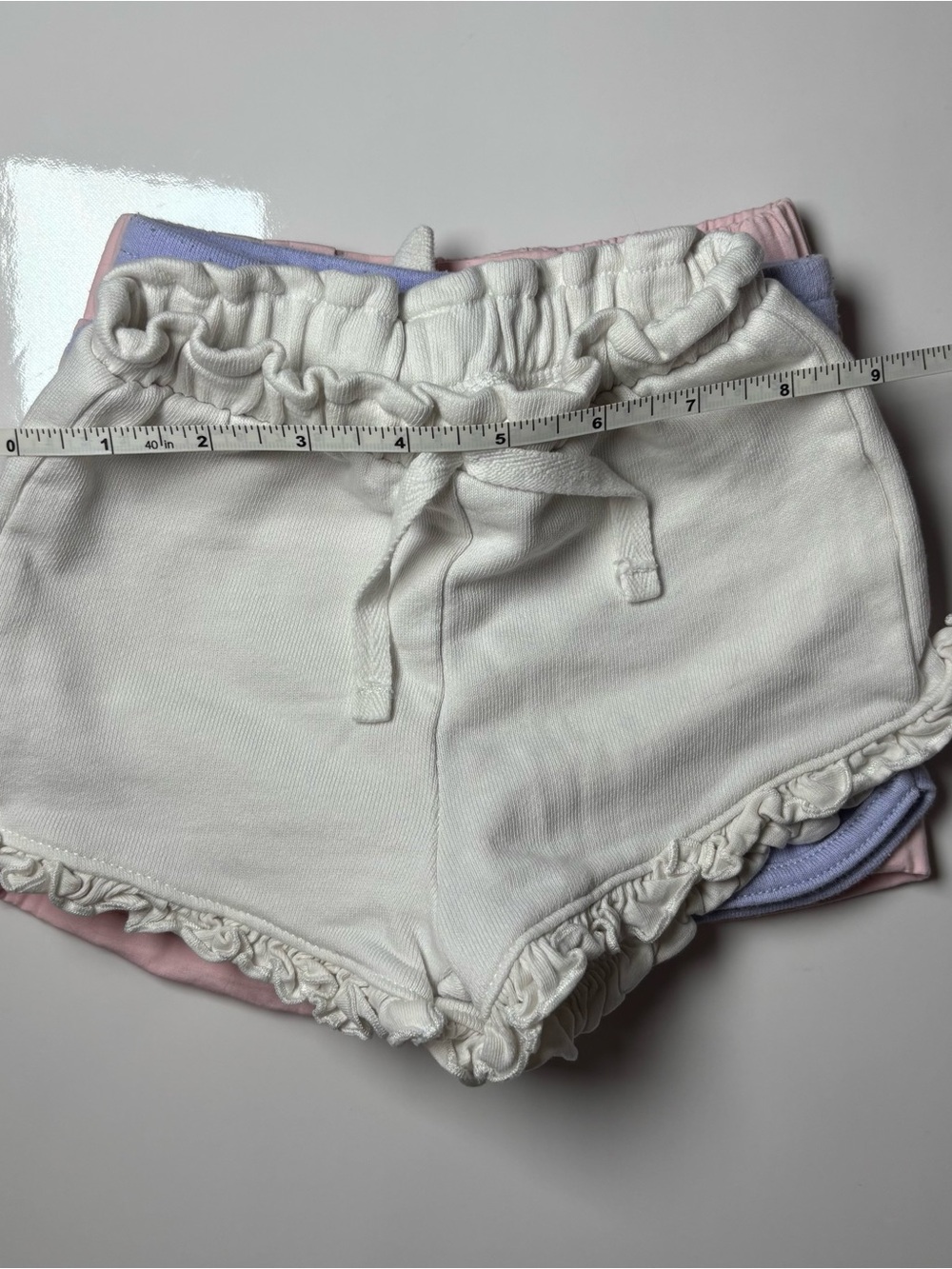 Zara, OshKosh & TAG Coquette Pastel Ruffle & Twill Shorts Bundle 3pcs 9-12M - Picture 9 of 11